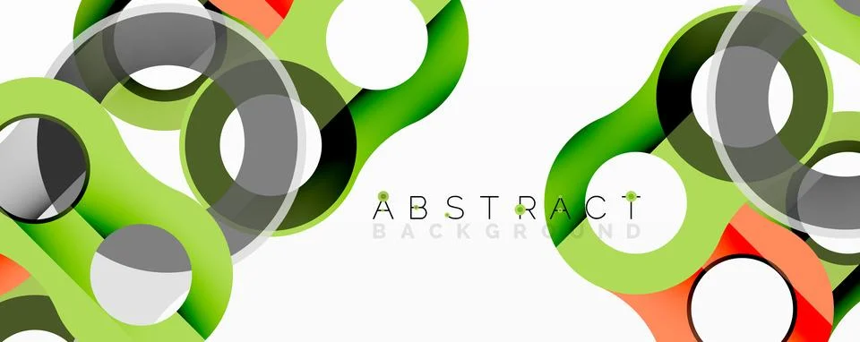 Abstract circle element composition with overlapping circular and tubular shapes Illustrazione stock