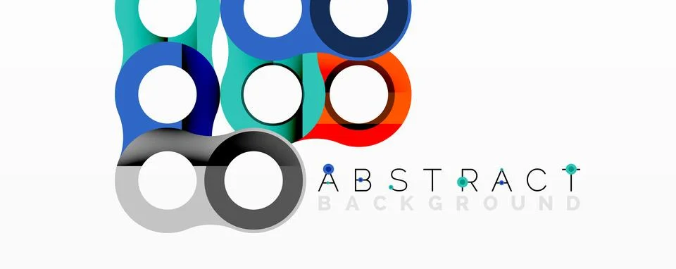 Abstract circle element composition with overlapping circular and tubular shapes Illustrazione stock