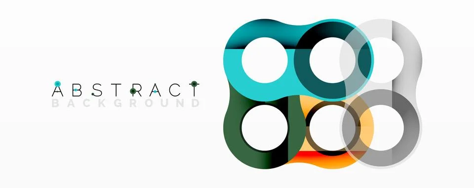 Abstract circle element composition with overlapping circular and tubular shapes Stock Illustration