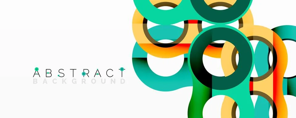 Abstract circle element composition with overlapping circular and tubular shapes Illustrazione stock