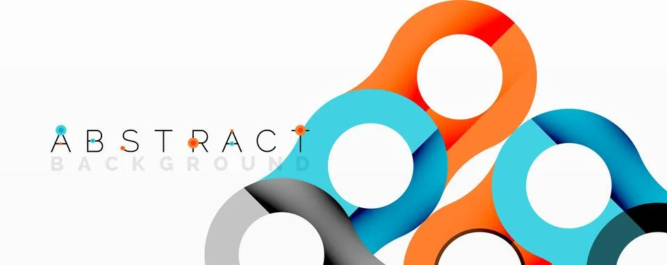 Abstract circle element composition with overlapping circular and tubular shapes Illustrazione stock