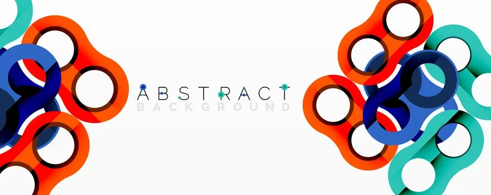 Abstract circle element composition with overlapping circular and tubular shapes Illustrazione stock