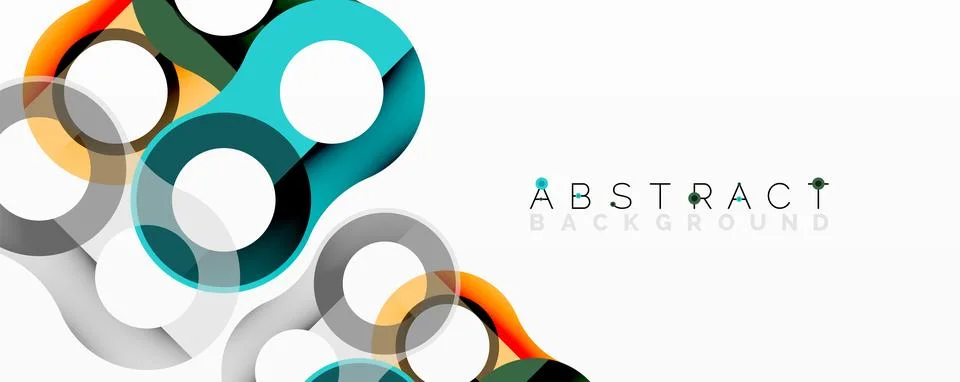 Abstract circle element composition with overlapping circular and tubular s.. Illustrazione stock