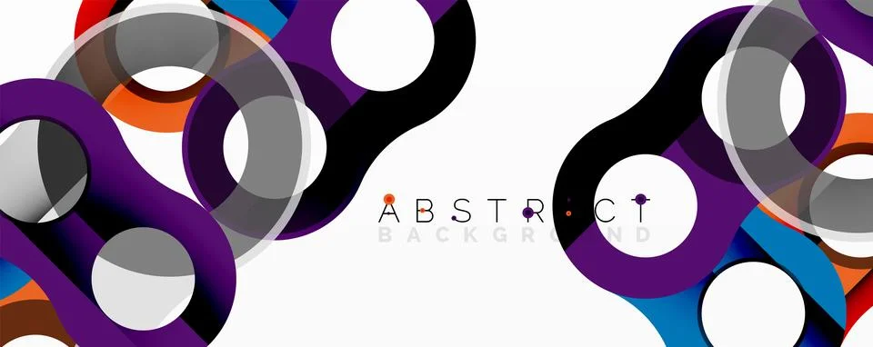 Abstract circle element composition with overlapping circular and tubular shapes Illustrazione stock