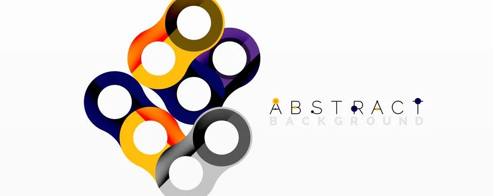 Abstract circle element composition with overlapping circular and tubular shapes Stock Illustration