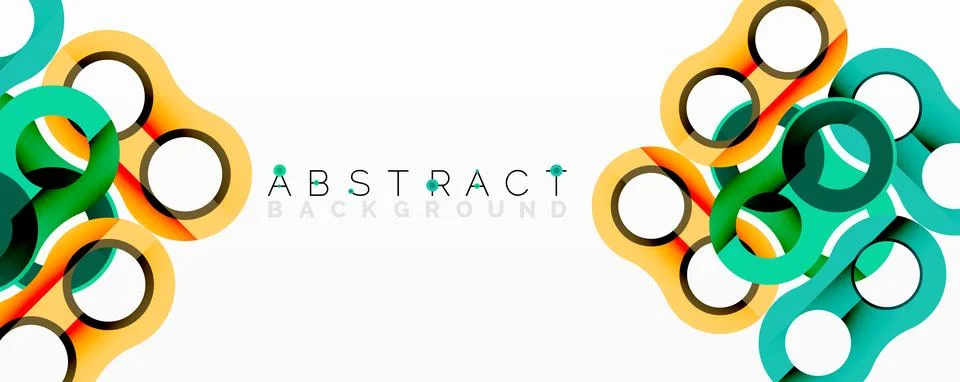 Abstract circle element composition with overlapping circular and tubular shapes Illustrazione stock