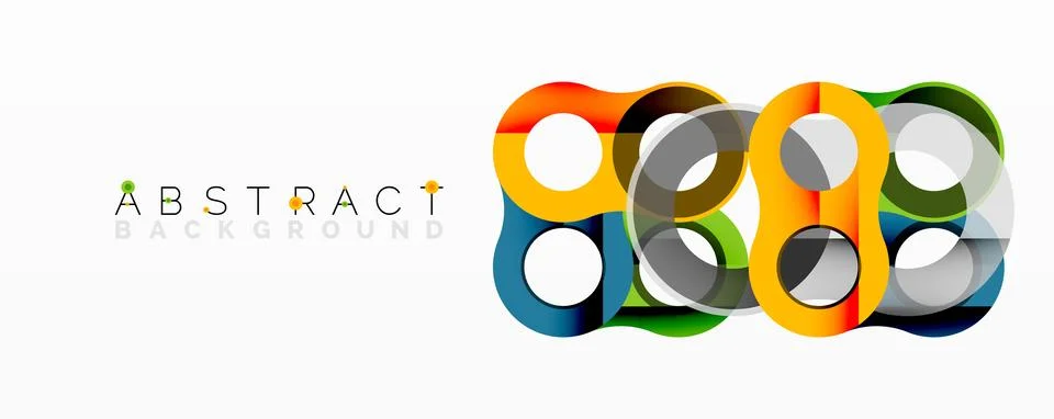 Abstract circle element composition with overlapping circular and tubular shapes Illustrazione stock
