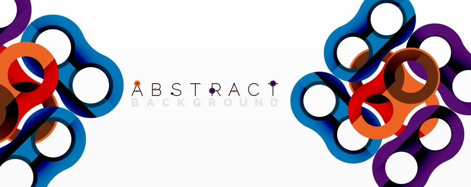 Abstract circle element composition with overlapping circular and tubular shapes Illustrazione stock