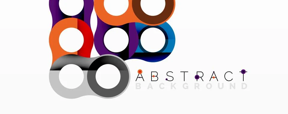 Abstract circle element composition with overlapping circular and tubular shapes Stock Illustration