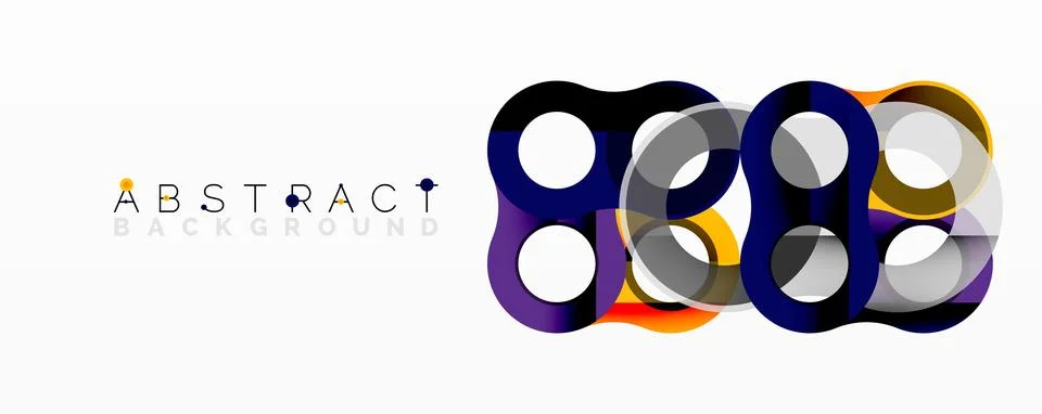 Abstract circle element composition with overlapping circular and tubular shapes Illustrazione stock