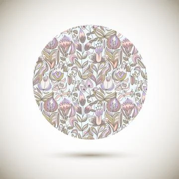 Abstract circle with flowers Stock Illustration