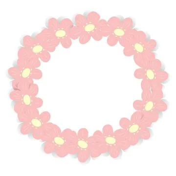 Abstract circle frame with an image of flowers in trendy pink color. Copyspace Illustrazione stock
