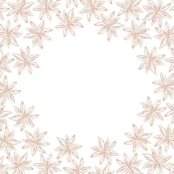 Abstract circle frame for lettering with a pattern of dry star anise around Stock Illustration