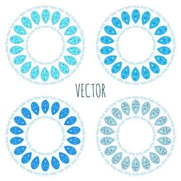 Abstract circle frames set, drops vector pattern Illustrazione stock