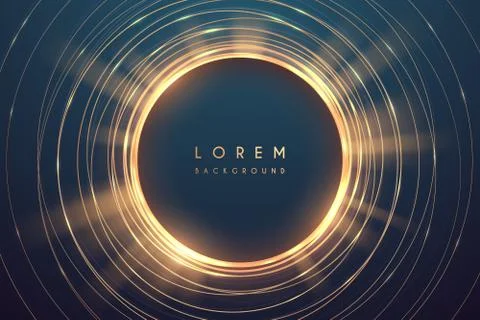 Abstract circle gold lines background with glow effect Stock Illustration