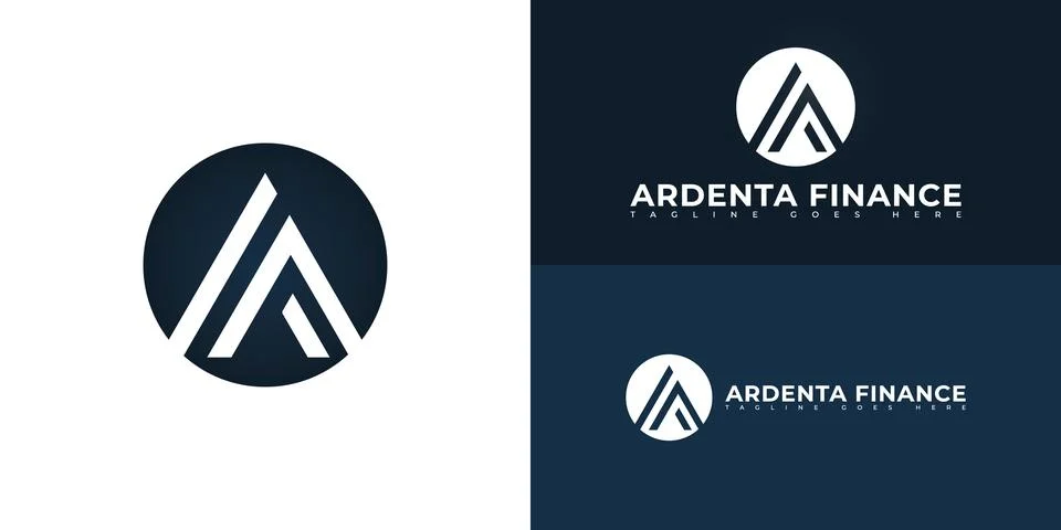 Abstract circle initial letter AF or FA in deep blue color Stock Illustration