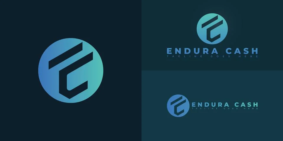 Abstract circle initial letter EC or CE in blue color Stock Illustration