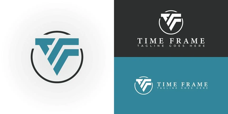 Abstract circle initial letter TF or FT logo in blue and black color Stock Illustration