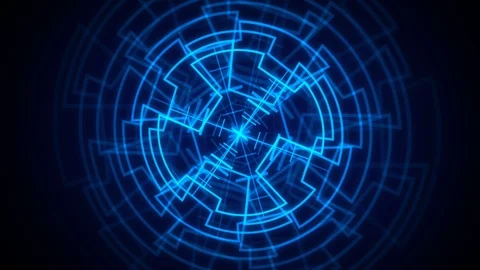 Abstract circle interfaces with different blue glowing colors Stock Footage 113107781