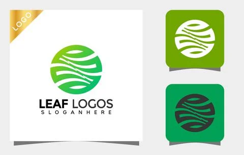 Abstract Circle Leaf logo designs vector Illustration Stock Illustration