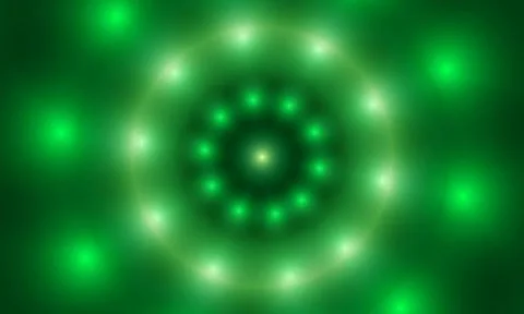 Abstract circle light effect on green background. neon soft shiny light.	 Stock Illustration