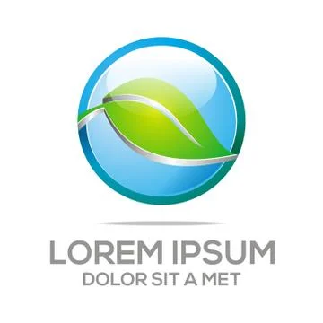 Abstract circle logo leaf icon vector Stock Illustration