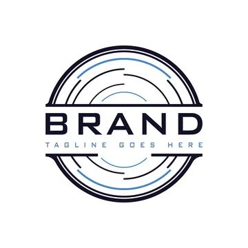 Abstract circle logo with quarter-circle line ornaments Stock Illustration
