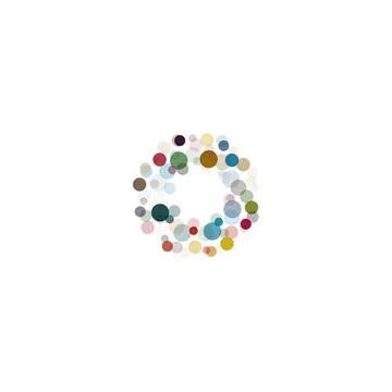 Abstract circle logotype set. Unusual dotted round isolated chem logo collection Stock Illustration
