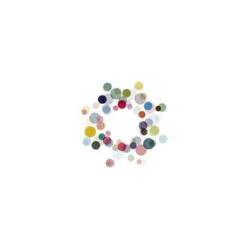 Abstract circle logotype set. Unusual dotted round isolated chem logo collection Stock Illustration