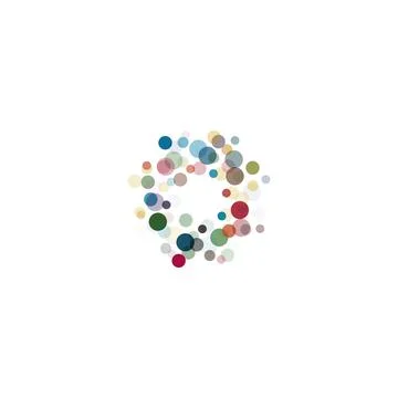 Abstract circle logotype set. Unusual dotted round isolated chem logo collection Stock Illustration