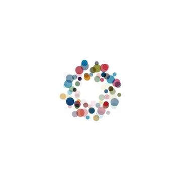 Abstract circle logotype set. Unusual dotted round isolated chem logo collection Stock Illustration