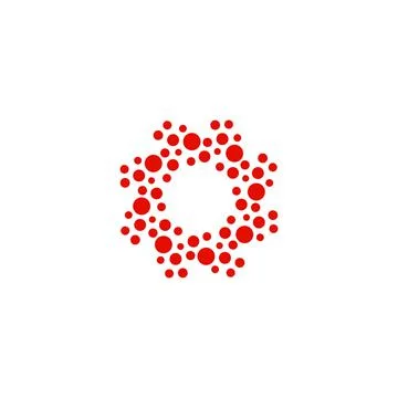 Abstract circle logotype. Unusual dotted round isolated chem logo. Virus icon Stock Illustration