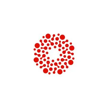 Abstract circle logotype. Unusual dotted round isolated chem logo. Virus icon Stock Illustration