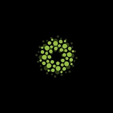 Abstract circle logotype. Unusual dotted round isolated chem logo. Virus icon Stock Illustration