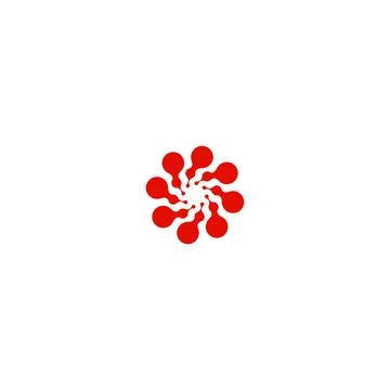 Abstract circle logotype. Unusual round isolated chem logo. Virus icon. Red sun Stock Illustration