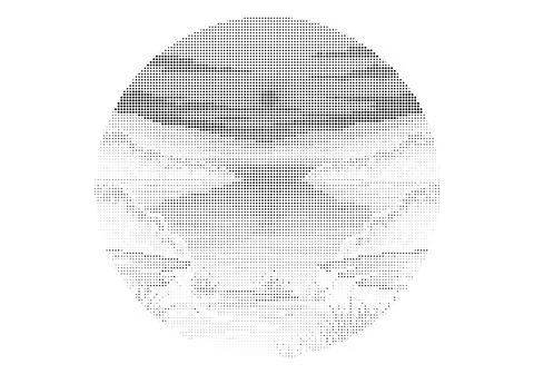 Abstract circle made of dots with dark top half and lighter bottom. Stock Illustration