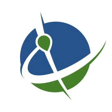 Abstract circle Map Pin swoosh Logo Design Element with green blue color Stock Illustration