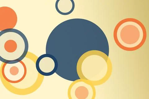 Abstract circle network shapes in blue, yellow, and orange create a playful.. Stock-Illustration
