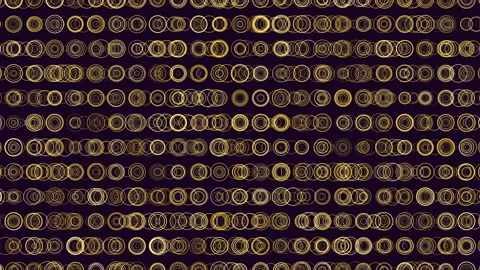 Abstract circle pattern in gold and black on dark background Stock Footage 303531206