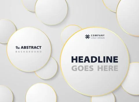 Abstract circle pattern of gray gradient background with golden outline frame Stock Illustration