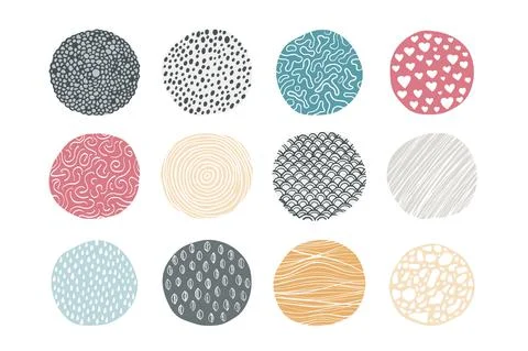 Abstract circle pattern. Natural geometric texture with hand drawn doodle Stock Illustration