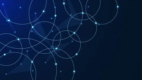 Abstract circle plexus with connecting circle line and dot. Illustrazione stock