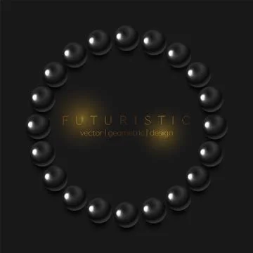 Abstract circle ring from black glossy beads modern background Illustrazione stock
