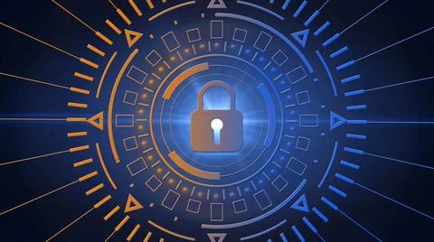 Abstract circle sci fi futuristic protection technology concept - padlock Stock Illustration