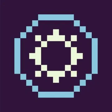 Abstract Circle Settings Pixel Icon of Game Vector Stock Illustration