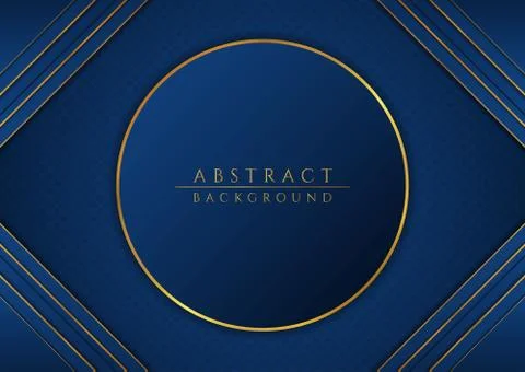 Abstract circle shape center for text blue and gold metallic design Stock Illustration