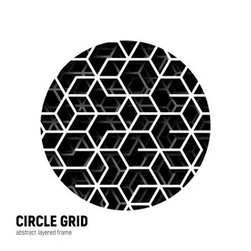 Abstract circle shape with layered lines triangular grid and shadow Stock Illustration