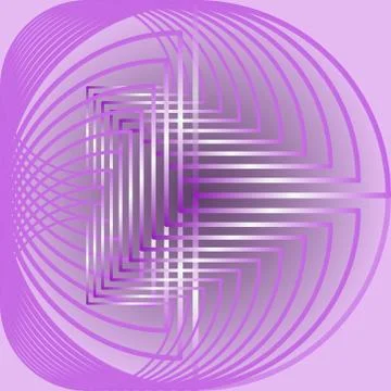 Abstract circle shape, light purple curves on pink background Stock Illustration