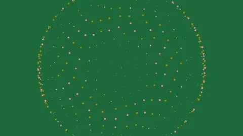 Abstract circle shape made of small dots on green background Stock Illustration
