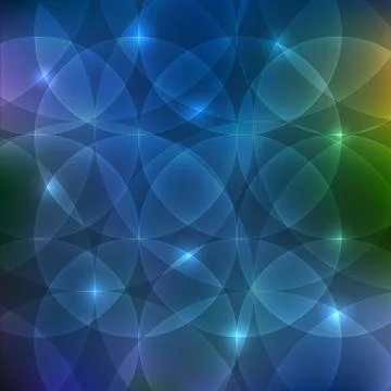 Abstract circle shapes dark blue background with glow Illustrazione stock